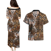 Fiji Masi Tapa Tribal Couples Matching Puletasi and Hawaiian Shirt Old Hibiscus Vintage Style LT03 - Polynesian Pride