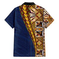 Samoan Siapo Family Matching Off Shoulder Short Dress and Hawaiian Shirt Tatau Pattern Half Style LT03 - Polynesian Pride