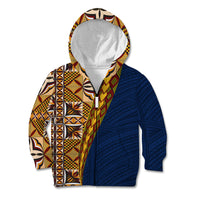Samoan Siapo Kid Hoodie Tatau Pattern Half Style LT03 Zip Hoodie Yellow - Polynesian Pride