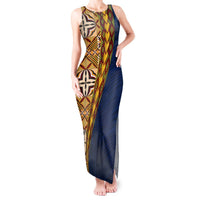 Samoan Siapo Tank Maxi Dress Tatau Pattern Half Style LT03 Women Yellow - Polynesian Pride