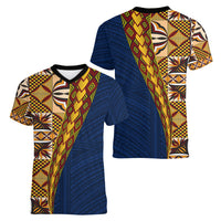 Samoan Siapo Women V Neck T Shirt Tatau Pattern Half Style LT03 - Polynesian Pride