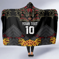 Custom New Zealand Rugby Hooded Blanket Black Fern Maori Tribal Pattern