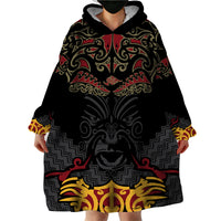 Custom New Zealand Rugby Wearable Blanket Hoodie Black Fern Maori Tribal Pattern LT03 - Polynesian Pride