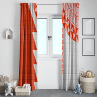 Custom Tonga Rugby Window Curtain Ikale Tahi Ngatu Tribal Pattern Half Style