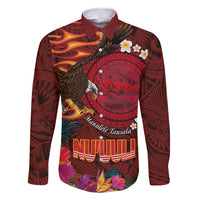 American Samoa Manulele Tausala Nu'uuli Family Matching Tank Maxi Dress and Hawaiian Shirt Tatau Art Pattern with Tropical Plants