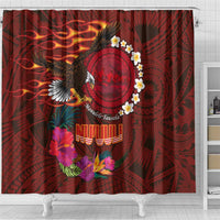 American Samoa Manulele Tausala Nu'uuli Shower Curtain Tatau Art Pattern with Tropical Plants