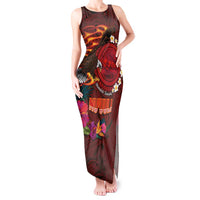 American Samoa Manulele Tausala Nu'uuli Tank Maxi Dress Tatau Art Pattern with Tropical Plants