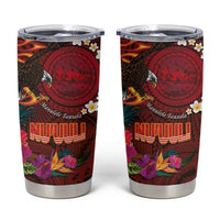 American Samoa Manulele Tausala Nu'uuli Tumbler Cup Tatau Art Pattern with Tropical Plants