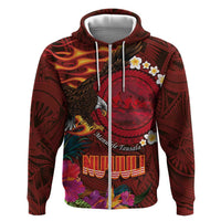 American Samoa Manulele Tausala Nu'uuli Zip Hoodie Tatau Art Pattern with Tropical Plants