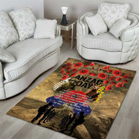 Australia and New Zealand ANZAC Day Area Rug Kangaroo and Kiwi Bird Soldier-Honor and Remember Vintage Style