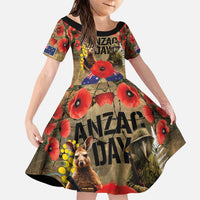 Australia and New Zealand ANZAC Day Family Matching Puletasi and Hawaiian Shirt Kangaroo and Kiwi Bird Soldier-Honor and Remember Vintage Style