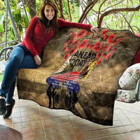 Australia and New Zealand ANZAC Day Quilt Kangaroo and Kiwi Bird Soldier-Honor and Remember Vintage Style