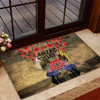 Australia and New Zealand ANZAC Day Rubber Doormat Kangaroo and Kiwi Bird Soldier-Honor and Remember Vintage Style