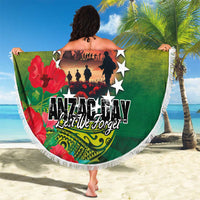 Cook Islands ANDAC Day Beach Blanket Honor and Remember Soliders-Forever in My Thoughts Grunge Style