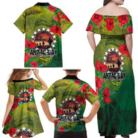 Cook Islands ANDAC Day Family Matching Off Shoulder Maxi Dress and Hawaiian Shirt Honor and Remember Soliders-Forever in My Thoughts Grunge Style LT03 - Polynesian Pride