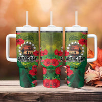 Cook Islands ANDAC Day Tumbler With Handle Honor and Remember Soliders-Forever in My Thoughts Grunge Style