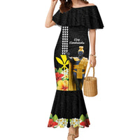 Hawaii King Kamehameha Day Mermaid Dress Kanaka Maoli Hibiscus Flower and Kakau Pattern LT03 Women Black - Polynesian Pride