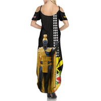 Hawaii King Kamehameha Day Summer Maxi Dress Kanaka Maoli Hibiscus Flower and Kakau Pattern LT03 - Polynesian Pride