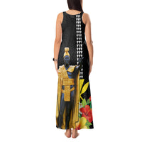 Hawaii King Kamehameha Day Tank Maxi Dress Kanaka Maoli Hibiscus Flower and Kakau Pattern LT03 - Polynesian Pride