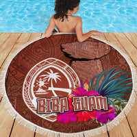 Chamorro Biba Guam Beach Blanket Latte Stone Tribal and Hibiscus Flower Tapa Pattern