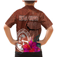 Chamorro Biba Guam Family Matching Mermaid Dress and Hawaiian Shirt Latte Stone Tribal and Hibiscus Flower Tapa Pattern LT03 - Polynesian Pride
