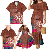Chamorro Biba Guam Family Matching Mermaid Dress and Hawaiian Shirt Latte Stone Tribal and Hibiscus Flower Tapa Pattern LT03 - Polynesian Pride