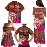Chamorro Biba Guam Family Matching Puletasi and Hawaiian Shirt Latte Stone Tribal and Hibiscus Flower Tapa Pattern LT03 - Polynesian Pride