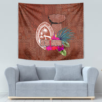 Chamorro Biba Guam Tapestry Latte Stone Tribal and Hibiscus Flower Tapa Pattern
