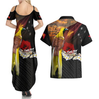 Papua New Guinea Remembrance Day Couples Matching Summer Maxi Dress and Hawaiian Shirt Bird of Paradise Plumeria Flower and Polynesian Pattern LT03 - Polynesian Pride