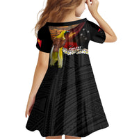 Papua New Guinea Remembrance Day Family Matching Long Sleeve Bodycon Dress and Hawaiian Shirt Bird of Paradise Plumeria Flower and Polynesian Pattern