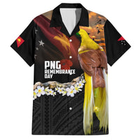 Papua New Guinea Remembrance Day Hawaiian Shirt Bird of Paradise Plumeria Flower and Polynesian Pattern LT03 Black - Polynesian Pride