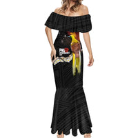 Papua New Guinea Remembrance Day Mermaid Dress Bird of Paradise Plumeria Flower and Polynesian Pattern LT03 - Polynesian Pride