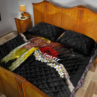 Papua New Guinea Remembrance Day Quilt Bed Set Bird of Paradise Plumeria Flower and Polynesian Pattern