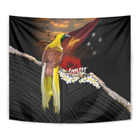 Papua New Guinea Remembrance Day Tapestry Bird of Paradise Plumeria Flower and Polynesian Pattern