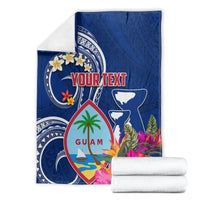 Personalised Guam Liberation Blanket Latte Stone and Guahan Seal Jungle Flower