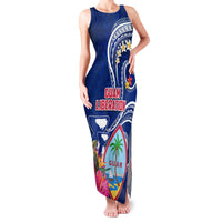 Guam Liberation Family Matching Tank Maxi Dress and Hawaiian Shirt Latte Stone and Guahan Seal Jungle Flower