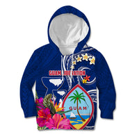 Guam Liberation Kid Hoodie Latte Stone and Guahan Seal Jungle Flower