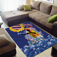 Hawaii King Kamehameha Day Area Rug Lei Sea Waves Polynesian Tapa Pattern