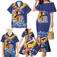 Hawaii King Kamehameha Day Family Matching Mermaid Dress and Hawaiian Shirt Lei Sea Waves Polynesian Tapa Pattern