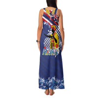 Hawaii King Kamehameha Day Family Matching Tank Maxi Dress and Hawaiian Shirt Lei Sea Waves Polynesian Tapa Pattern