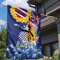 Hawaii King Kamehameha Day Garden Flag Lei Sea Waves Polynesian Tapa Pattern