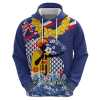 Hawaii King Kamehameha Day Hoodie Lei Sea Waves Polynesian Tapa Pattern