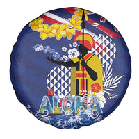 Hawaii King Kamehameha Day Spare Tire Cover Lei Sea Waves Polynesian Tapa Pattern