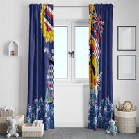 Hawaii King Kamehameha Day Window Curtain Lei Sea Waves Polynesian Tapa Pattern