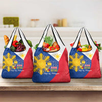 Philippines Independence Day Grocery Bag Araw ng Kalayaan Polynesian Sun and YAKAN Pattern