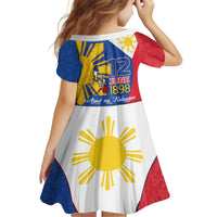 Philippines Independence Day Kid Short Sleeve Dress Araw ng Kalayaan Polynesian Sun and YAKAN Pattern