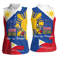 Philippines Independence Day Women Sleeveless Polo Shirt Araw ng Kalayaan Polynesian Sun and YAKAN Pattern