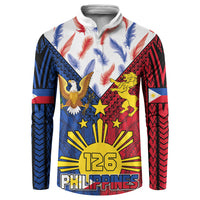 Philippines Independence Day 126th Anniversary Button Sweatshirt Polynesian Pattern National Flag Style