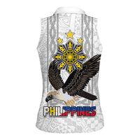 Philippines Eagle Week Women Sleeveless Polo Shirt Polynesian Pattern Barong Style