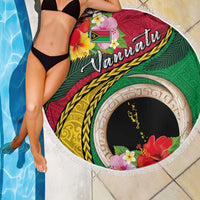 Vanuatu Tribal Boar Tusk Beach Blanket Tropical Plants with Namele and Melanesian Pattern